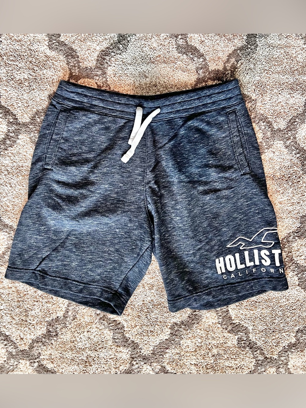 Hollister California Men’s Heathered Blue Logo Sweat Shorts XL